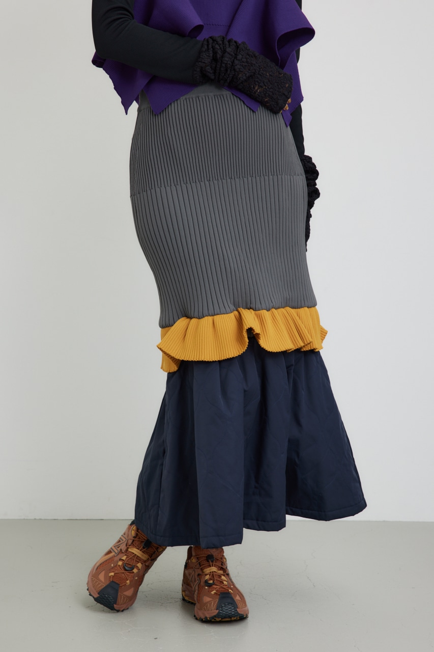 【PLUS】ドッキングキルティングマーメイドスカート GRY M