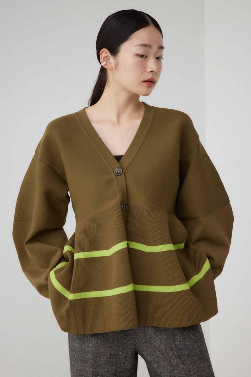 【PLUS】コクーンスリーブペプラムカーディガン KHA FREE