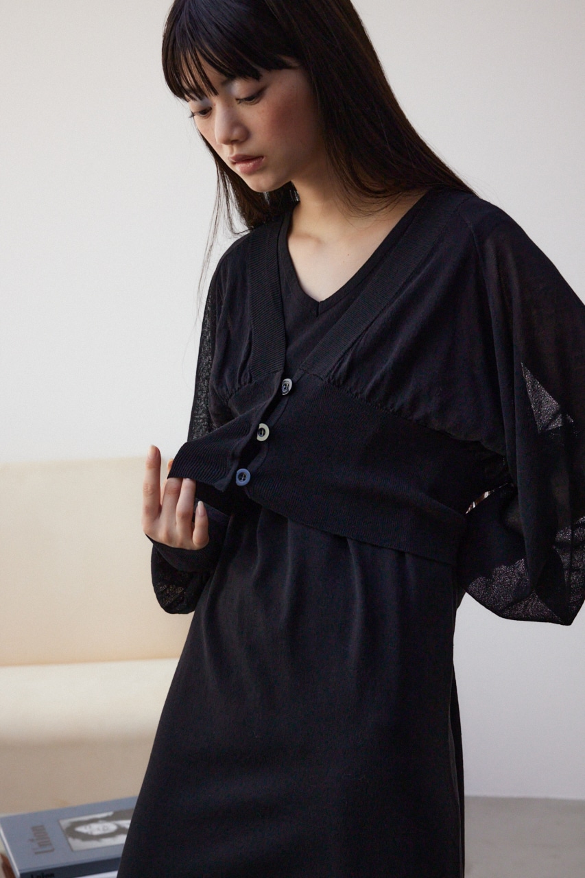 カーデセットニットワンピース BLK M
