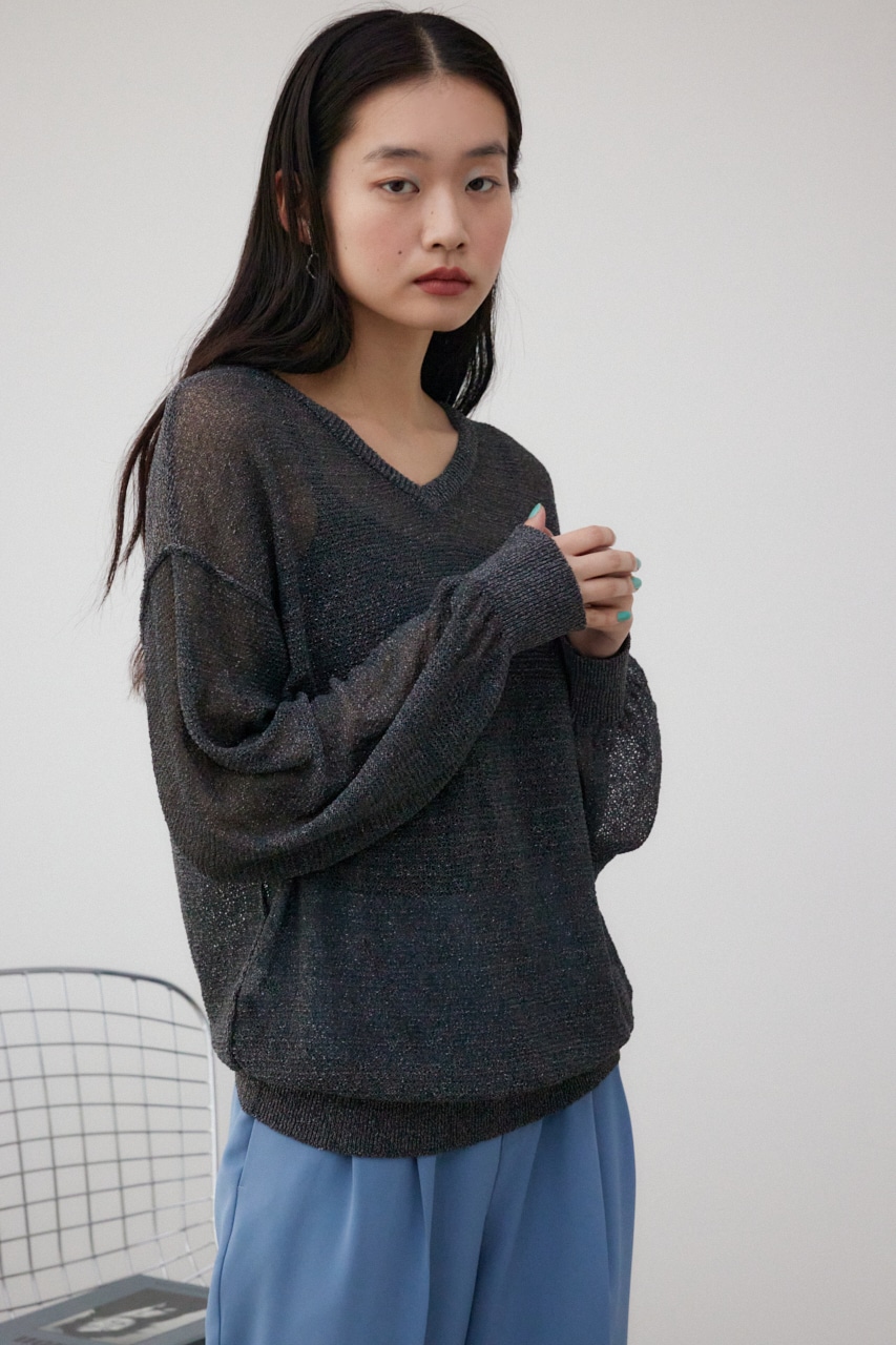 シアーグリッタールーズニット BLK FREE