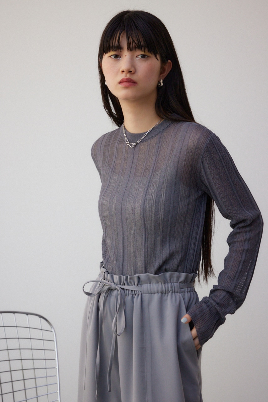シアーランダムリブニットトップス C.GRY FREE
