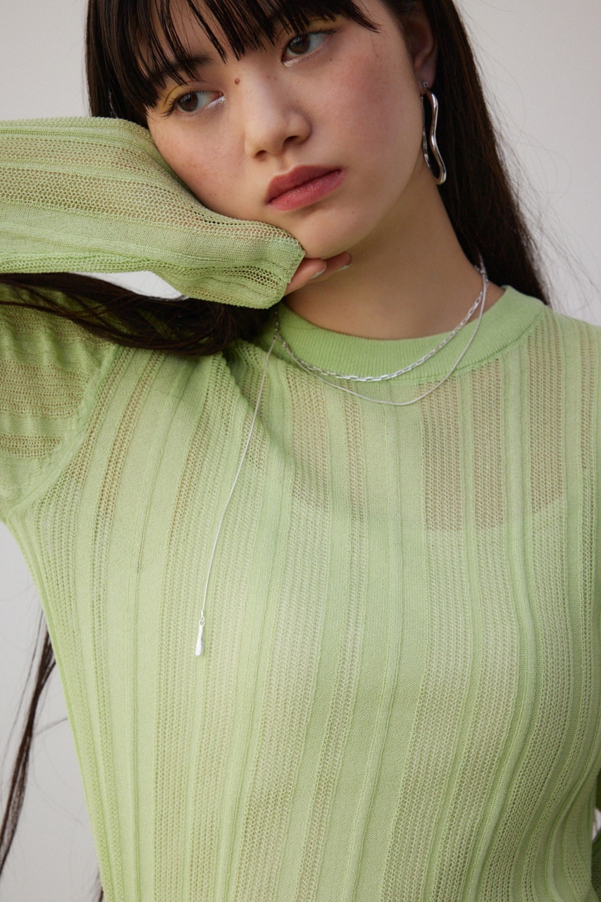 シアーランダムリブニットトップス MINT FREE