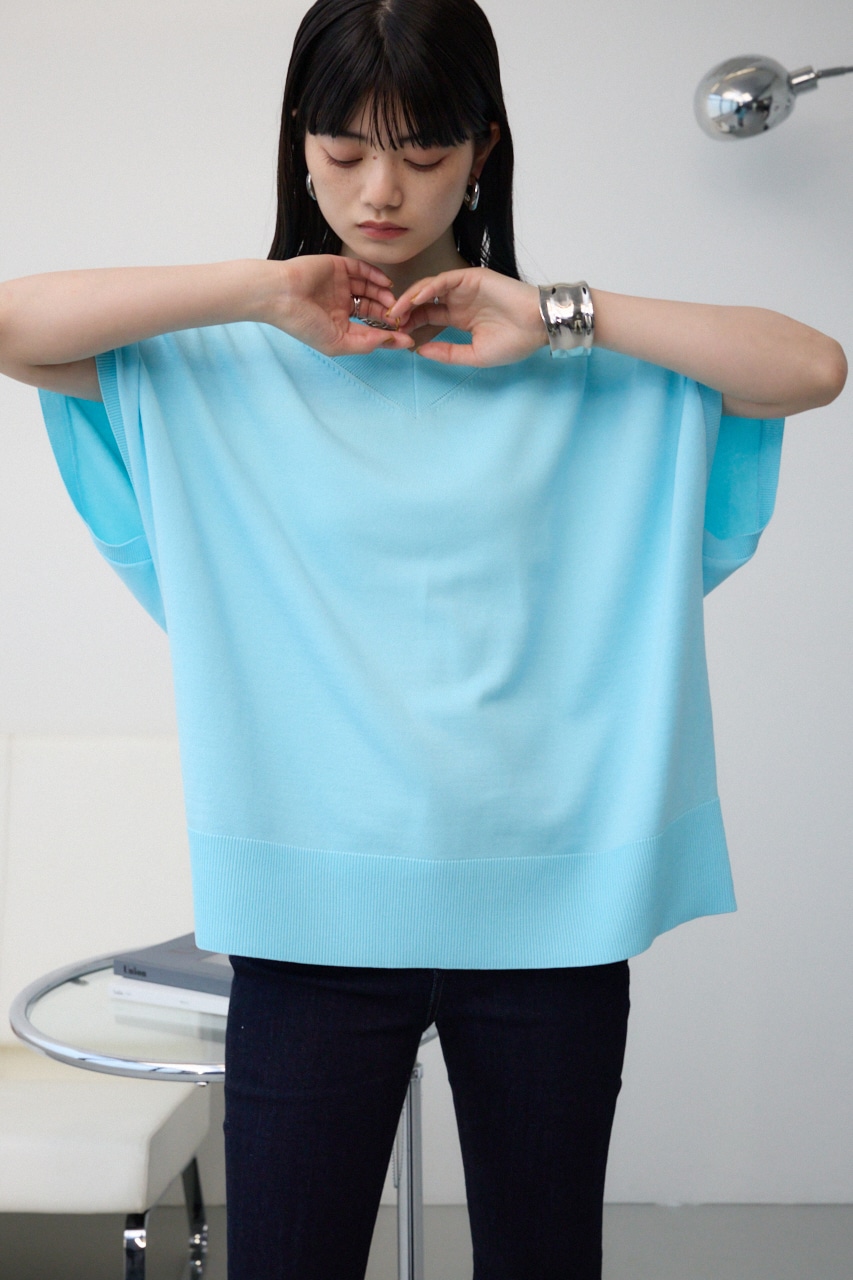 ワイドルーズニット L/BLU FREE