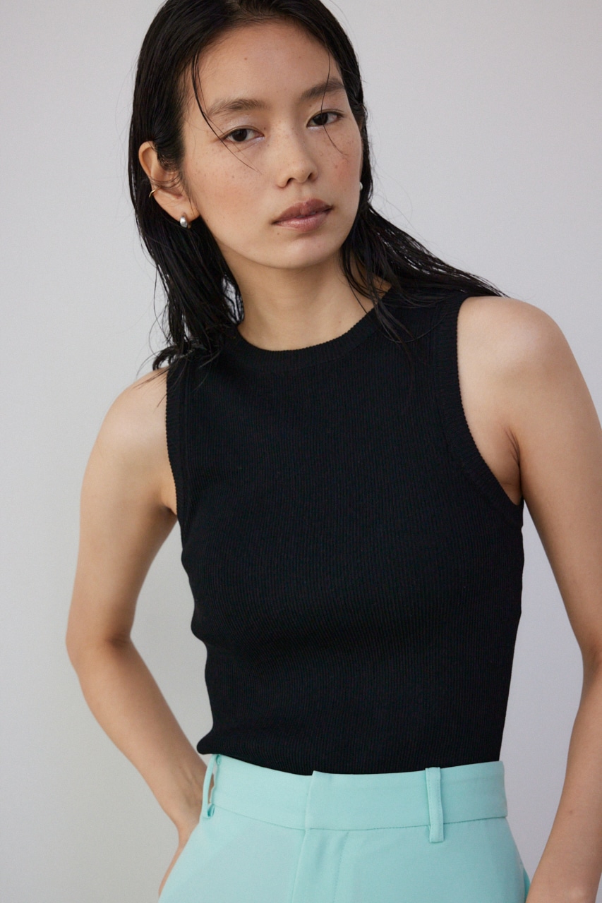 【PLUS】パッド付きニットタンク BLK FREE