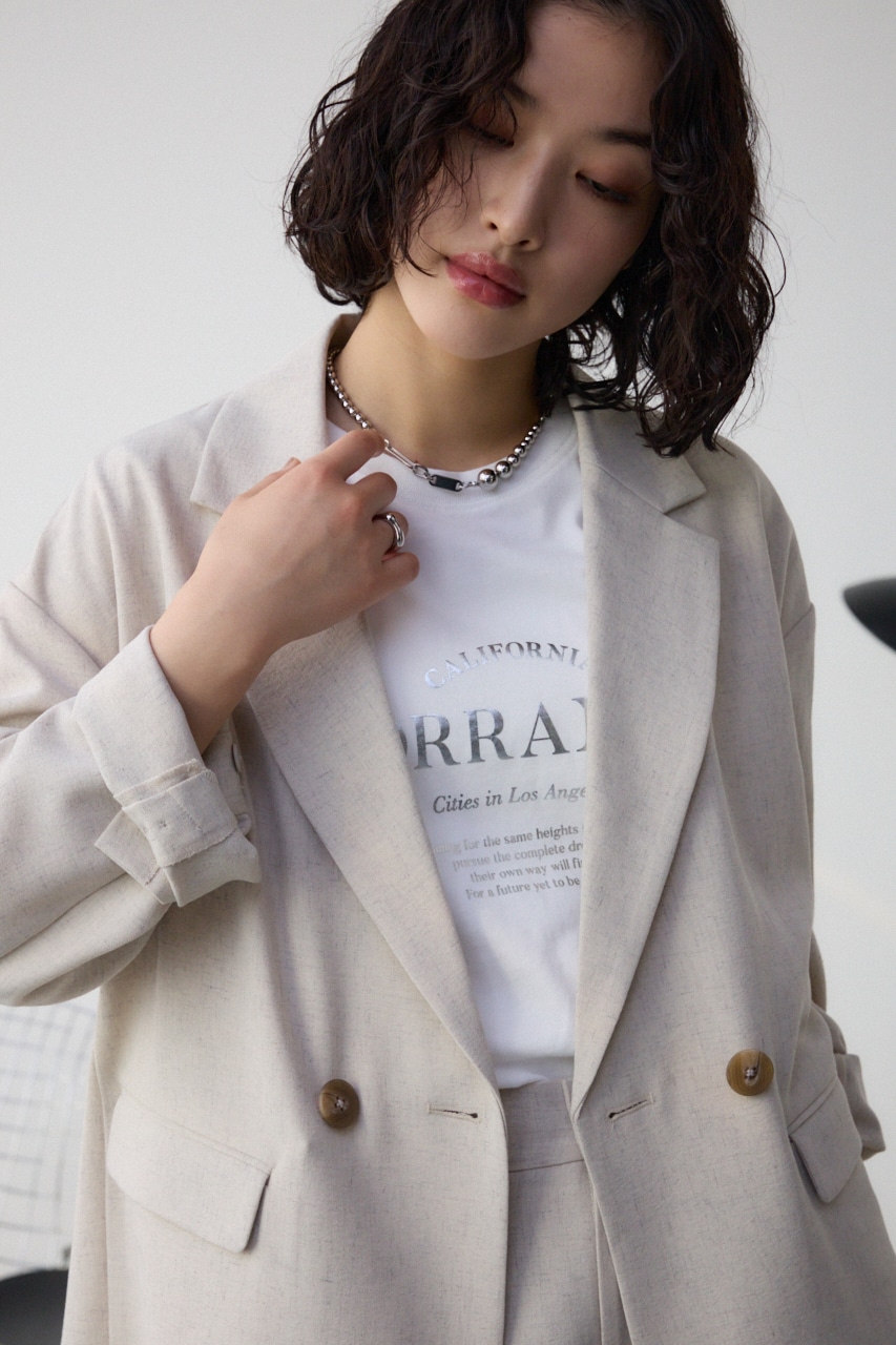 ポリエステルリネンミックスダブルジャケット L/BEG FREE