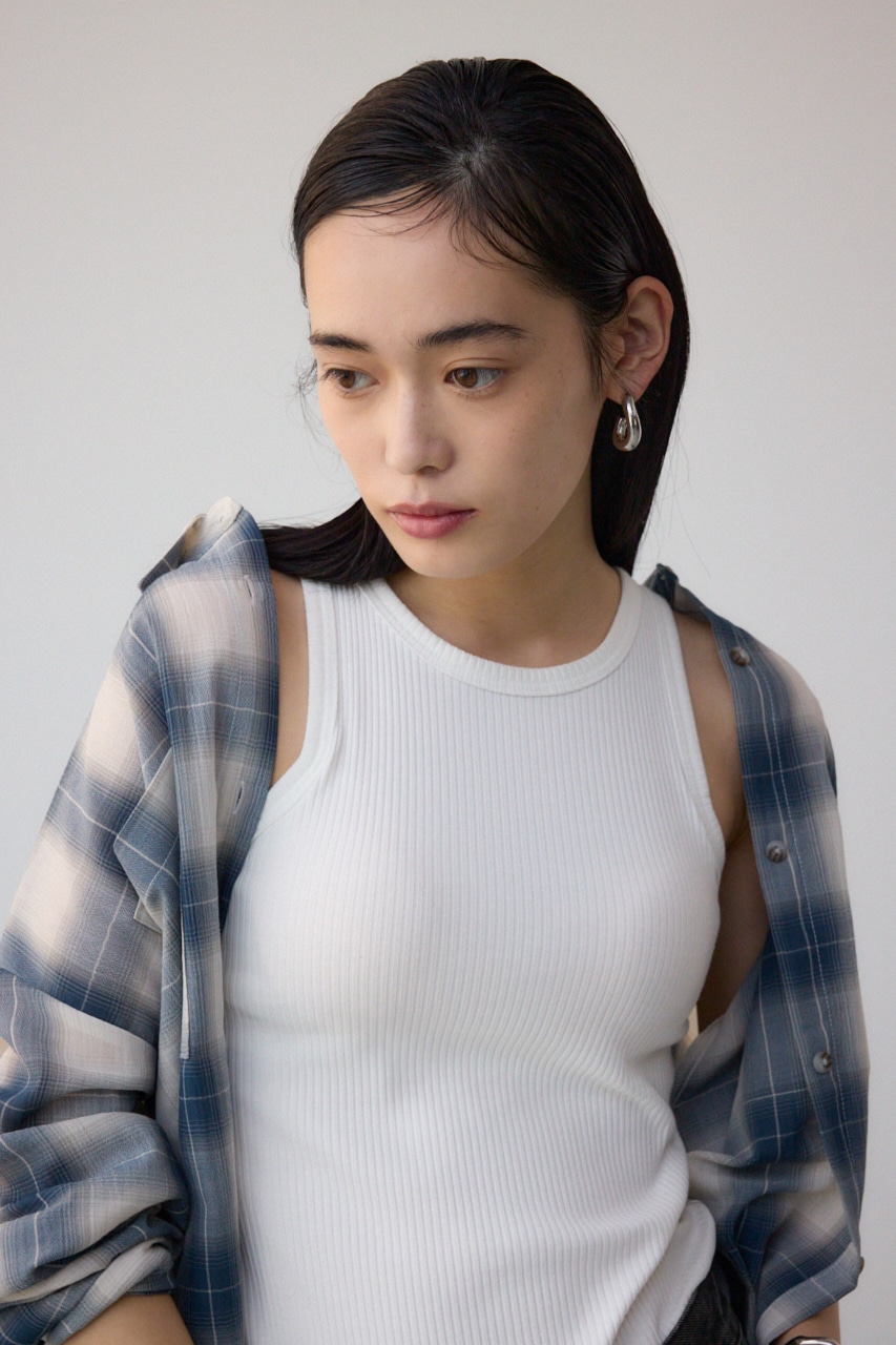 オンブレチェックライトシャツ 柄BLU FREE