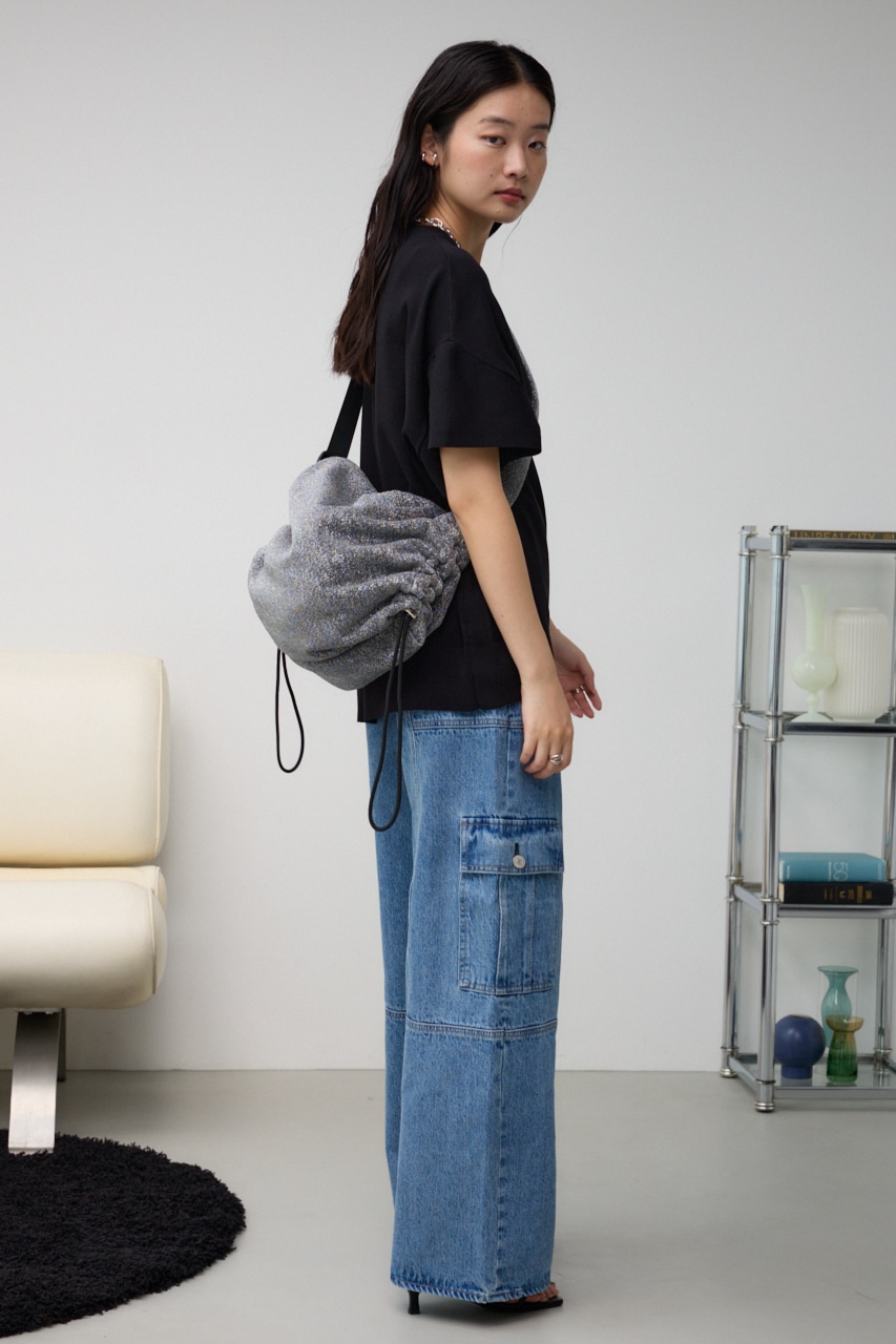 サイドギャザーパデットバッグ M/BLK FREE