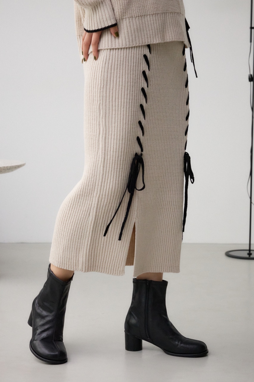 ステッチデザインリブスカート IVOY FREE