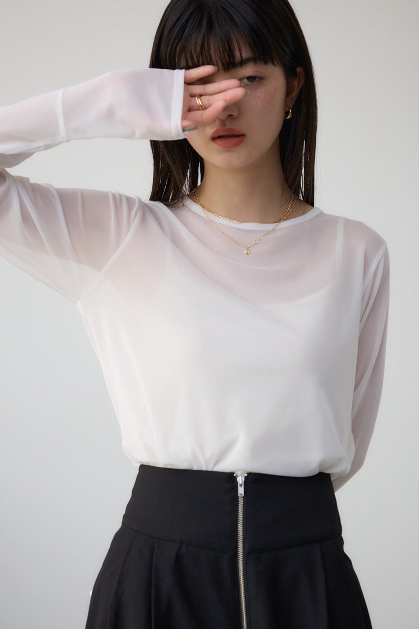 バックスリットシアーロングトップス IVOY FREE