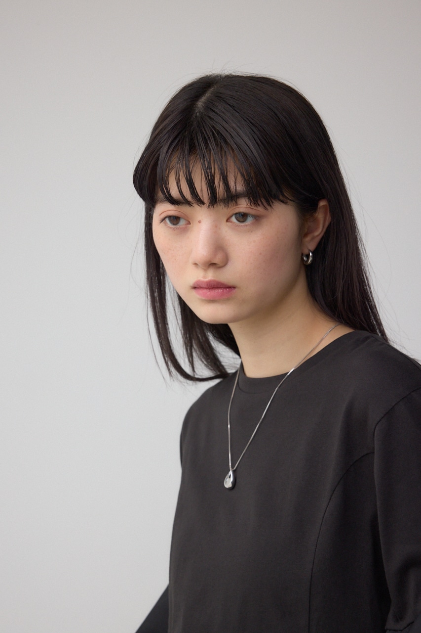 タックスリーブ半袖デザインカットトップス BLK FREE