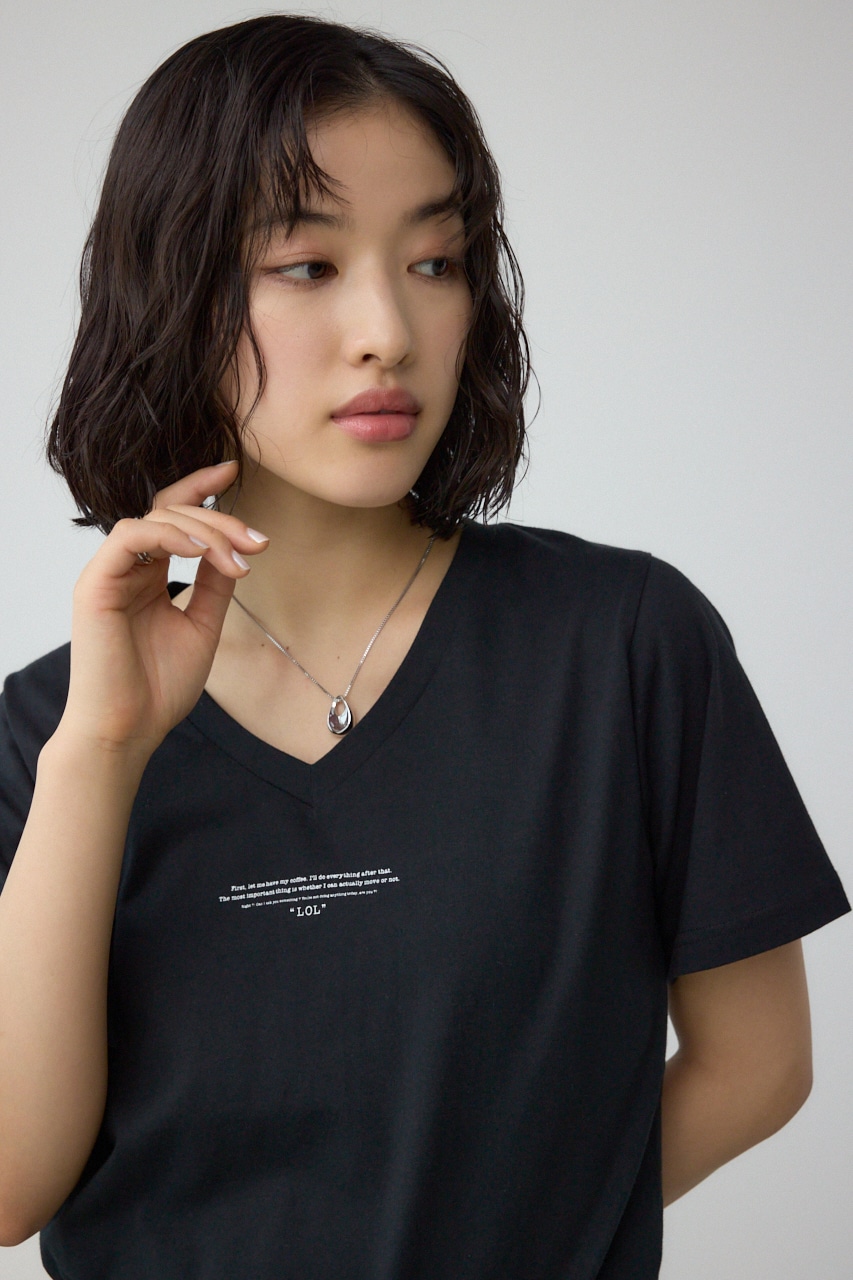 チェストメッセージロゴTシャツ BLK M