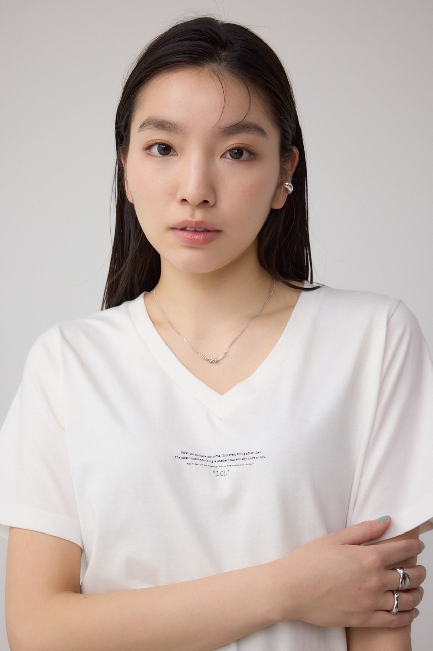 チェストメッセージロゴTシャツ O/WHT S