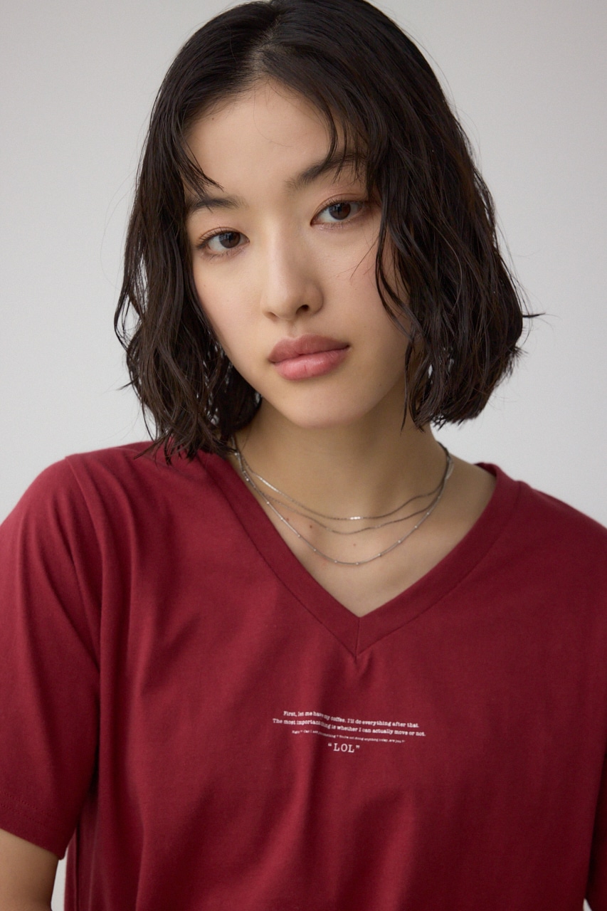 チェストメッセージロゴTシャツ RED M