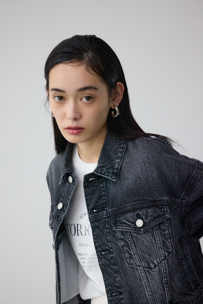 AZUL DENIM イレヘムカットデニムジャケット L/BLK FREE