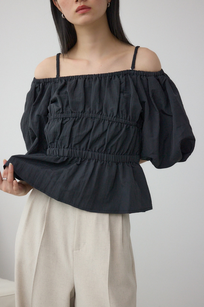 パフショルダー2WAYブラウス BLK FREE