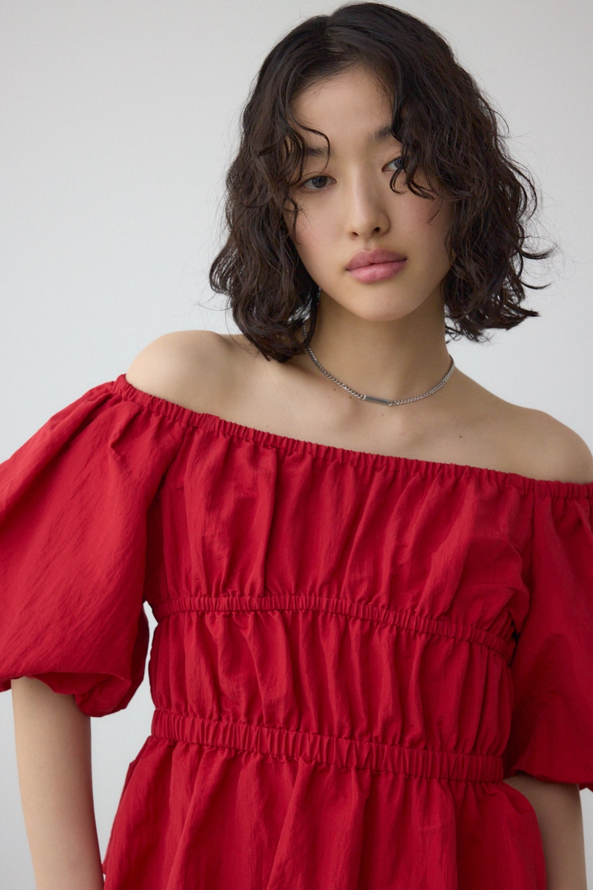 パフショルダー2WAYブラウス RED FREE