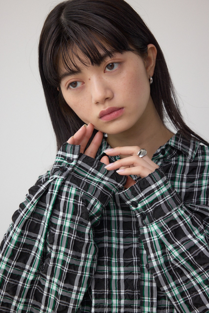 ラウンドヘムドロストシャツ 柄BLK FREE