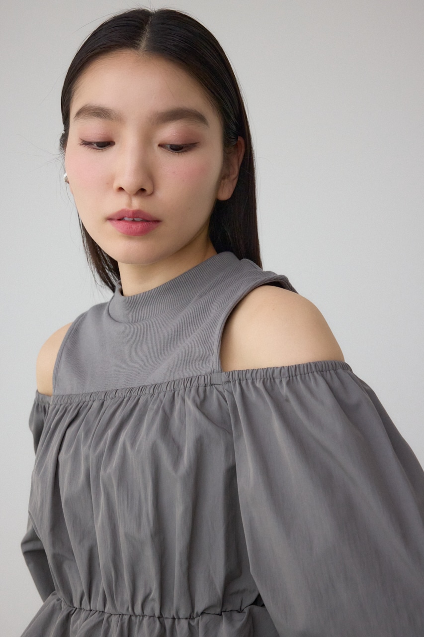 オフショルレイヤードブラウス GRY FREE