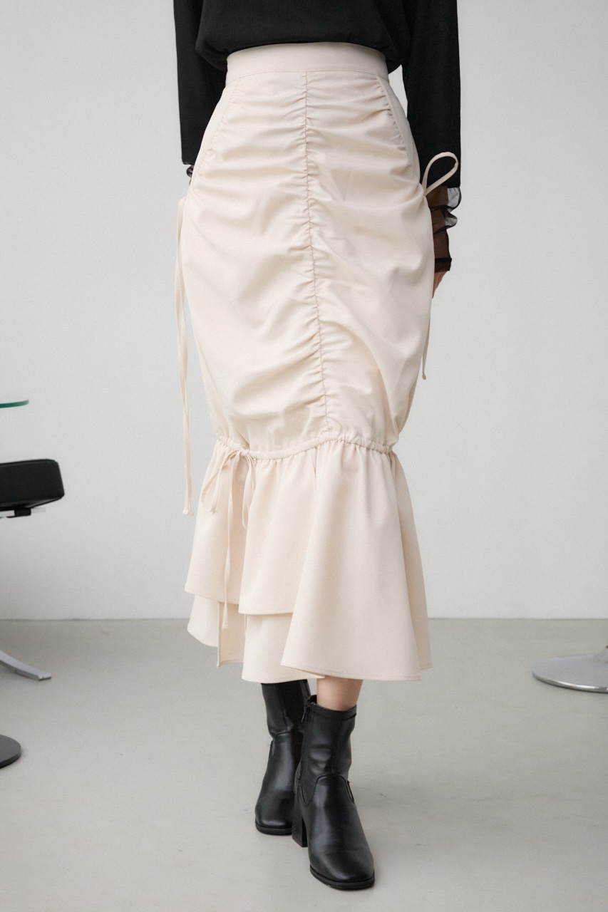 ギャザーマーメイドリボンスカート IVOY M