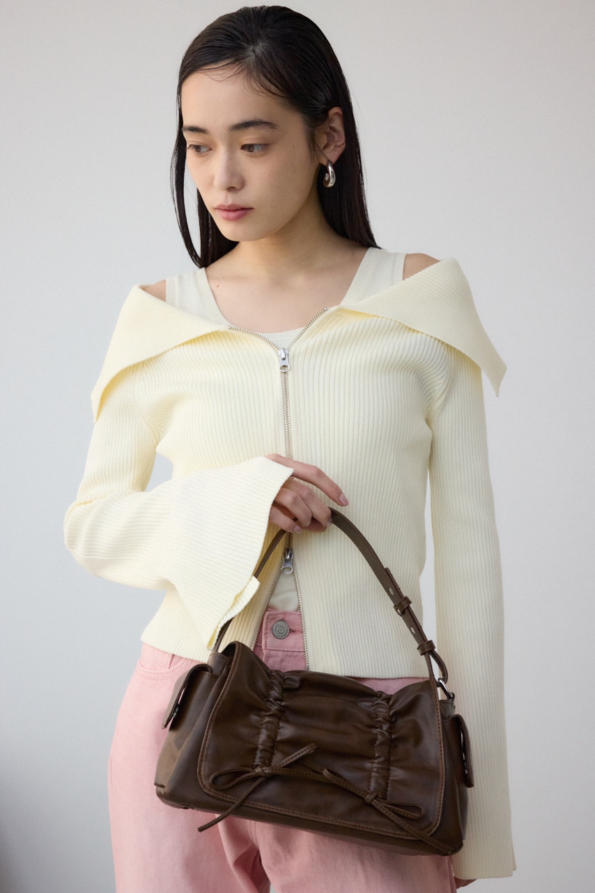 リボンデザインフラップバッグ BRN FREE