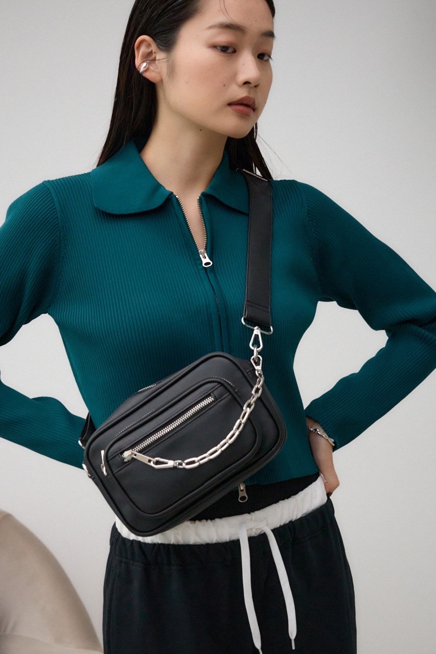 アウトポケットスクエアショルダーバッグ BLK FREE