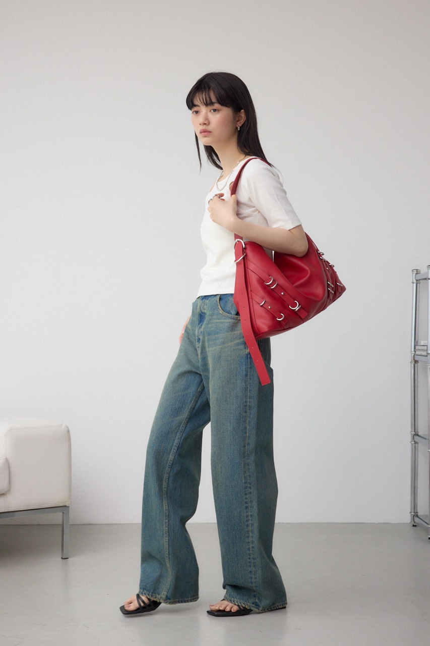 ナローベルトデザイントートバッグ RED FREE