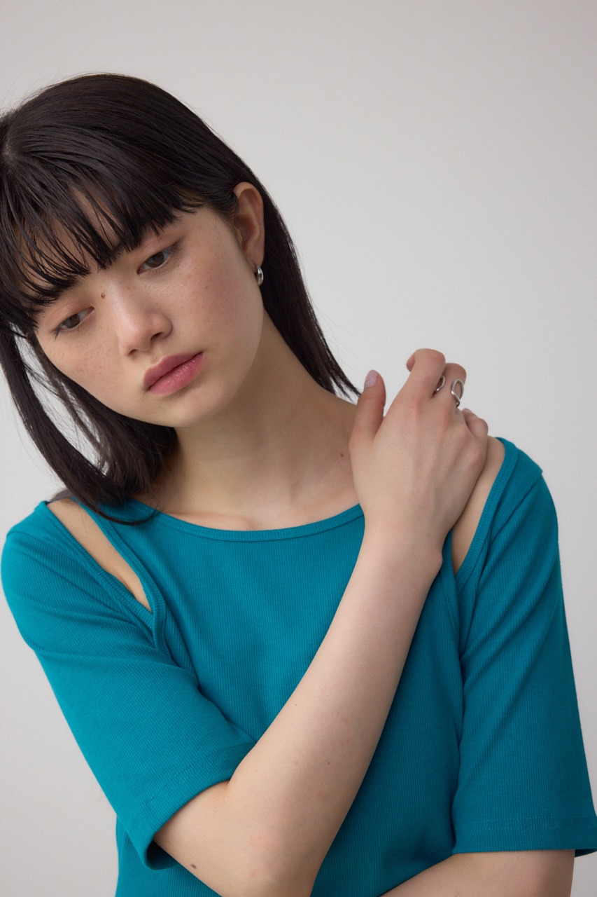 デザインネックショートTシャツ BLU FREE