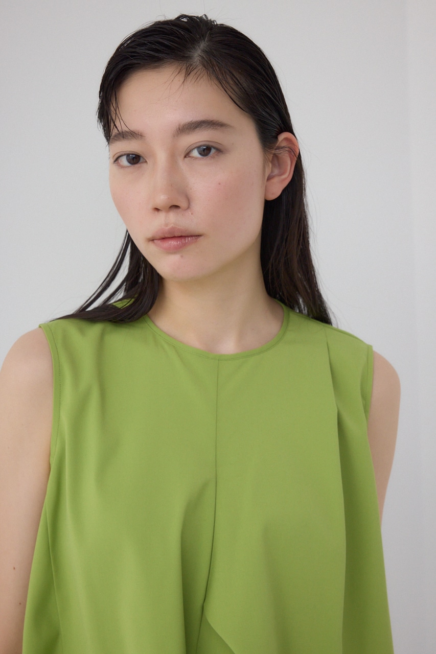 【PLUS】ランダムドレープブラウス LIME FREE