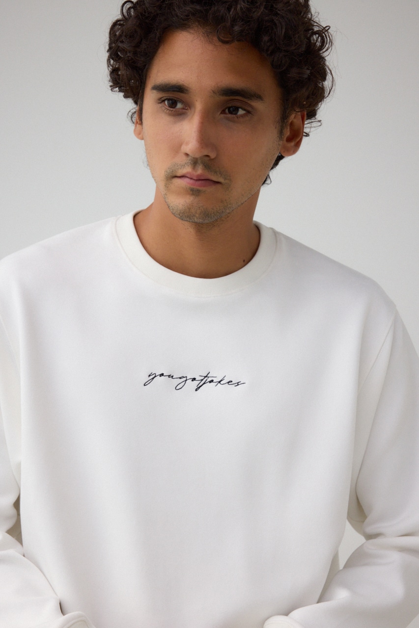 フェイクスウェード刺繍ロゴトップス WHT FREE