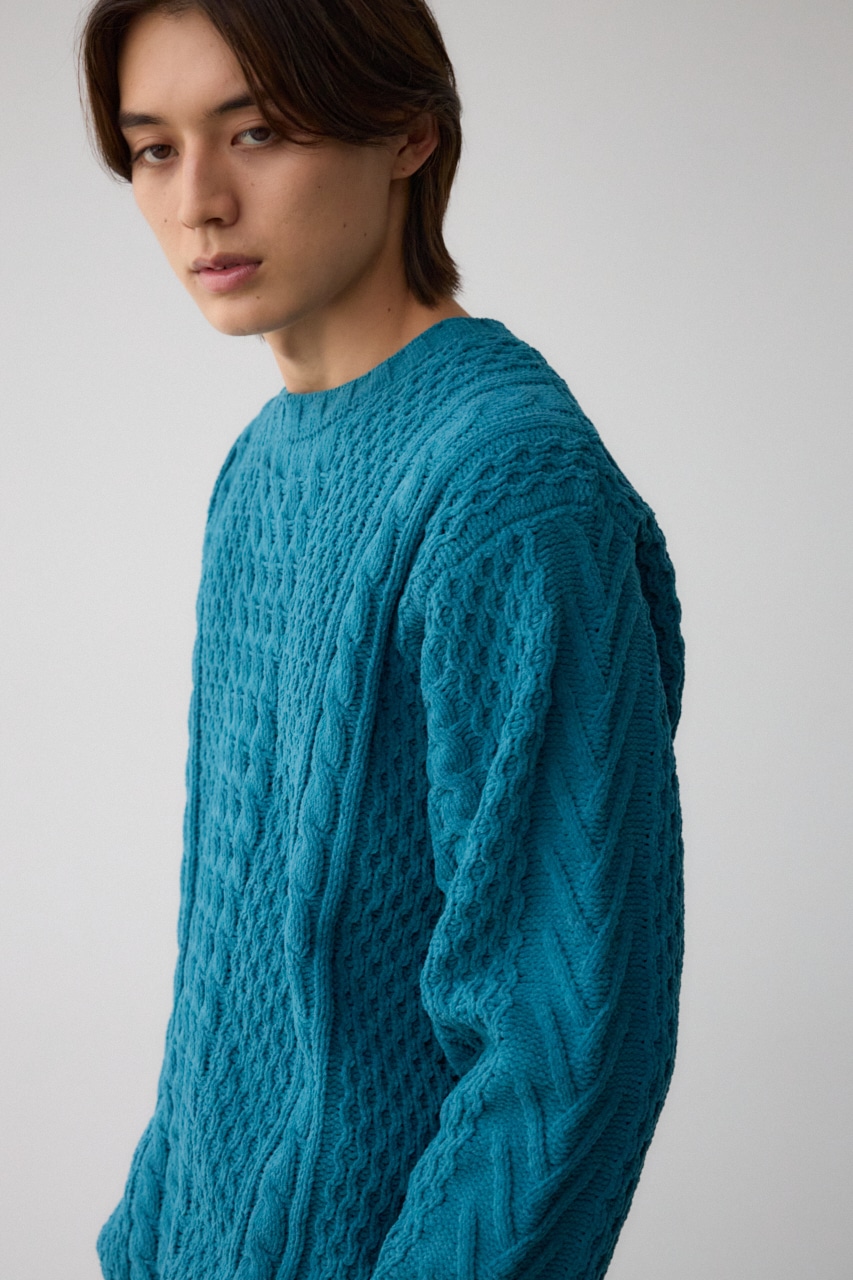 シェニールケーブルニット D/GRN S-M