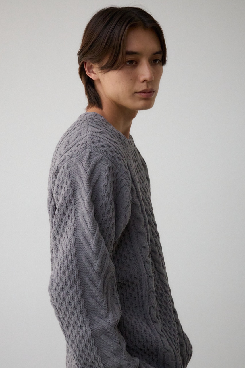 シェニールケーブルニット GRY S-M