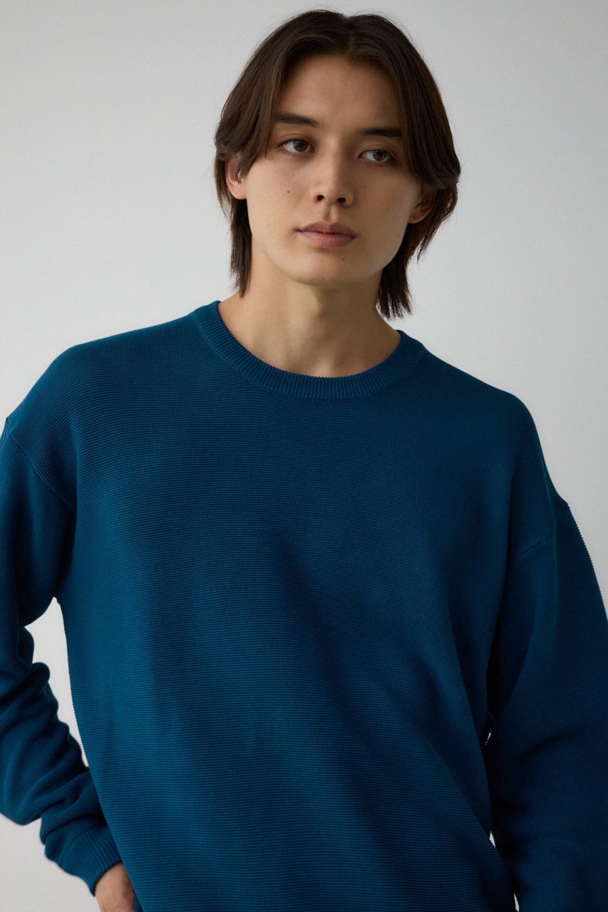 ベーシックガーターニット NVY L