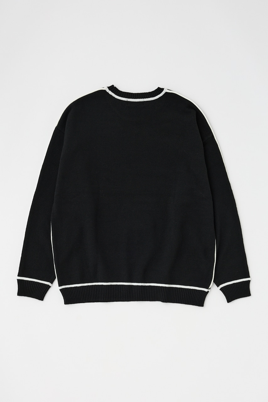 配色パイピングニット BLK FREE