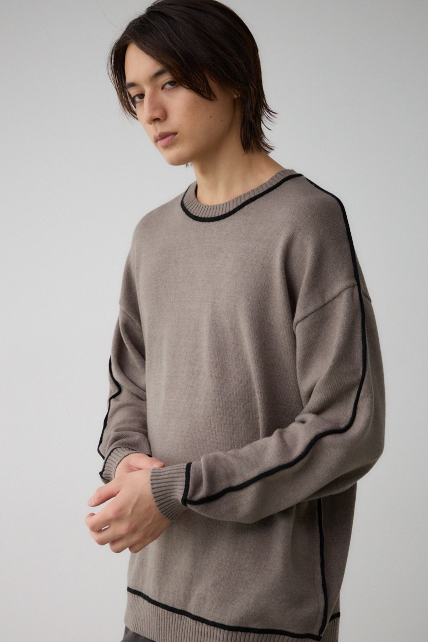 配色パイピングニット GRY FREE