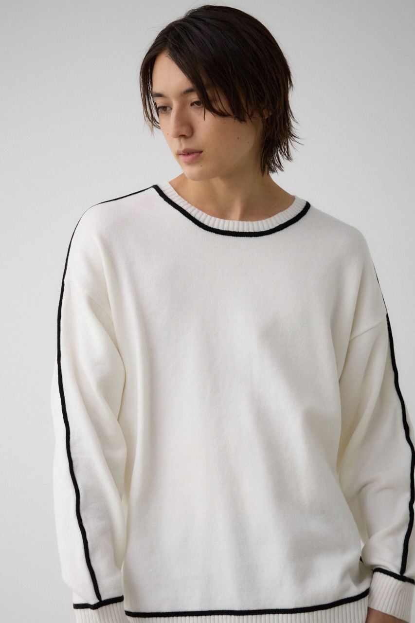配色パイピングニット O/WHT FREE