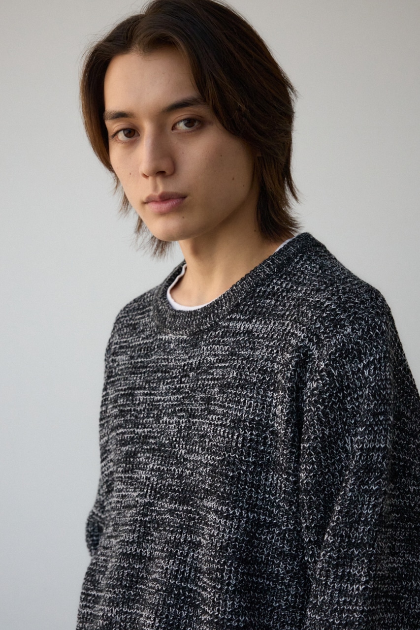 ワッフルレイヤードニット T.GRY L