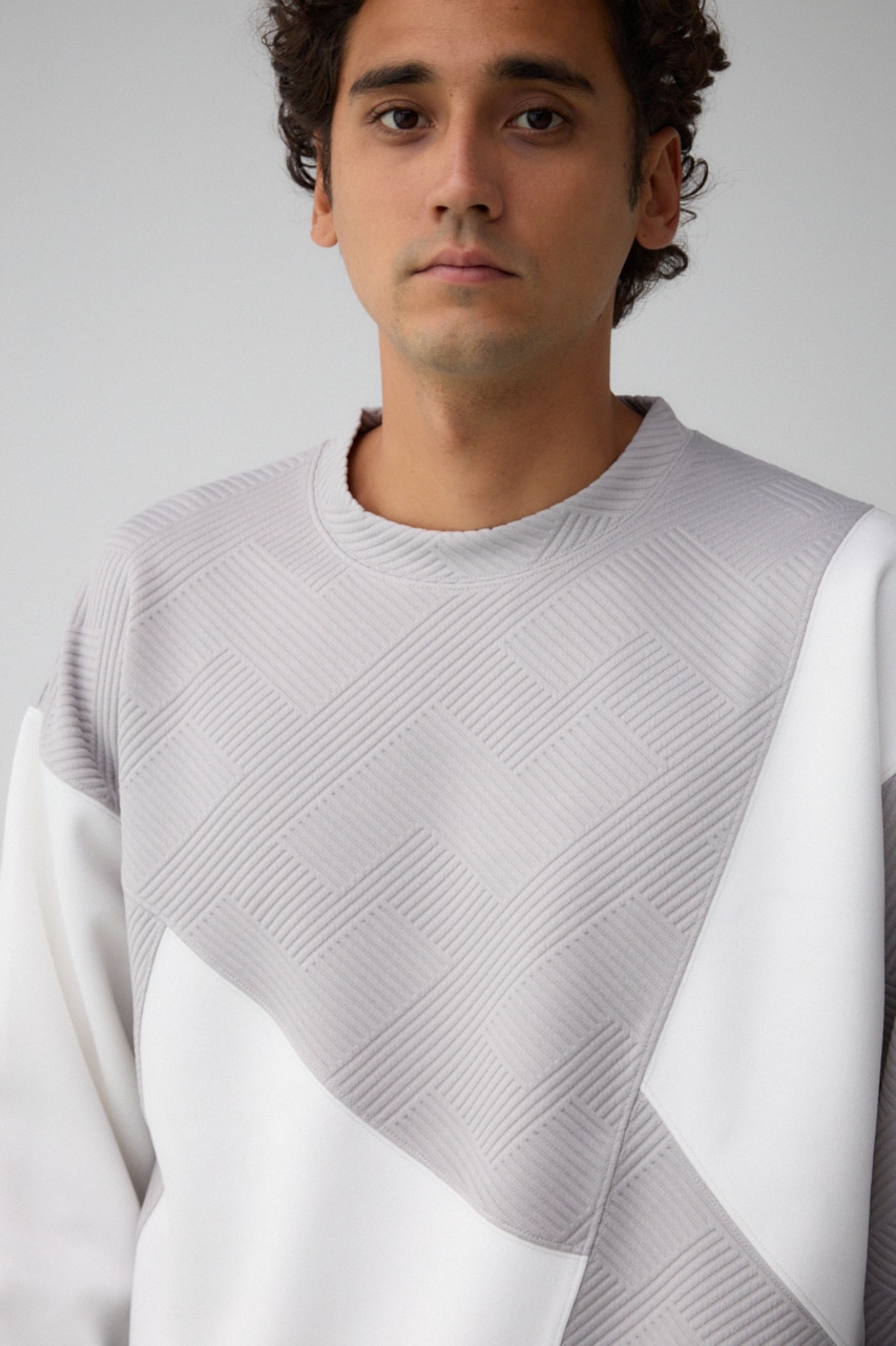 異素材スウィッチングプルオーバー 柄WHT L