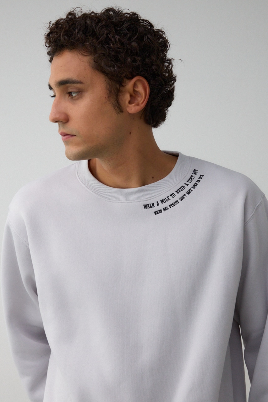 裏起毛ネック刺繍プルオーバー L/GRY M