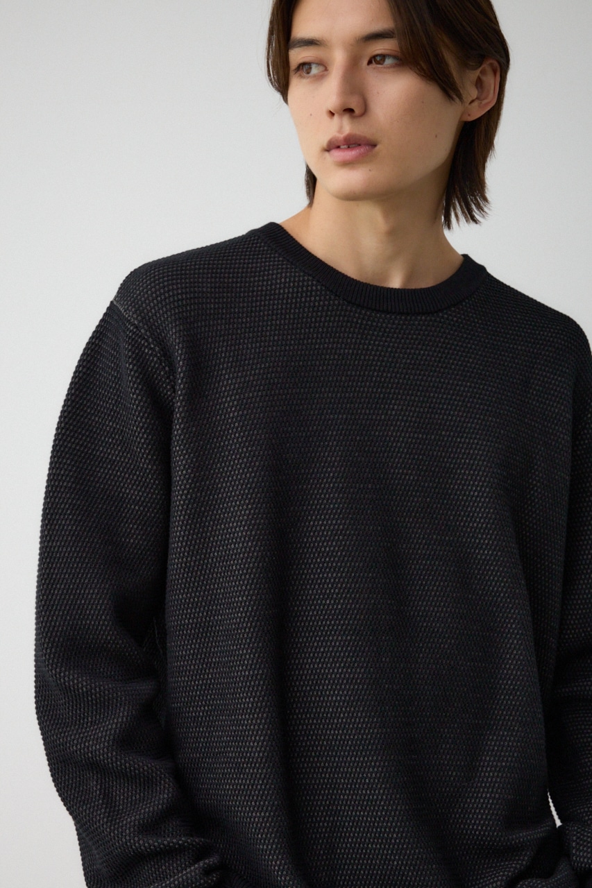 ハニカムベーシッククルーネックニット BLK M