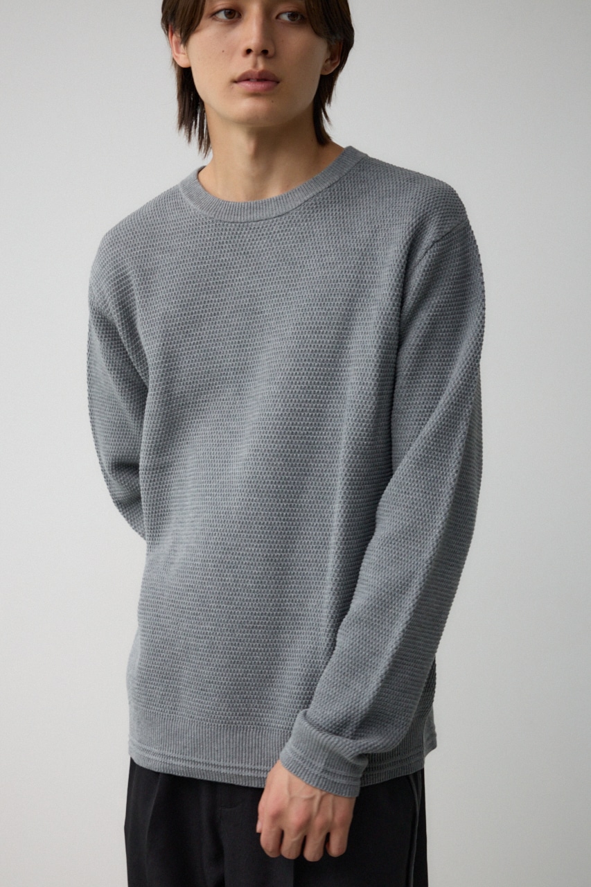 ハニカムベーシッククルーネックニット GRY M