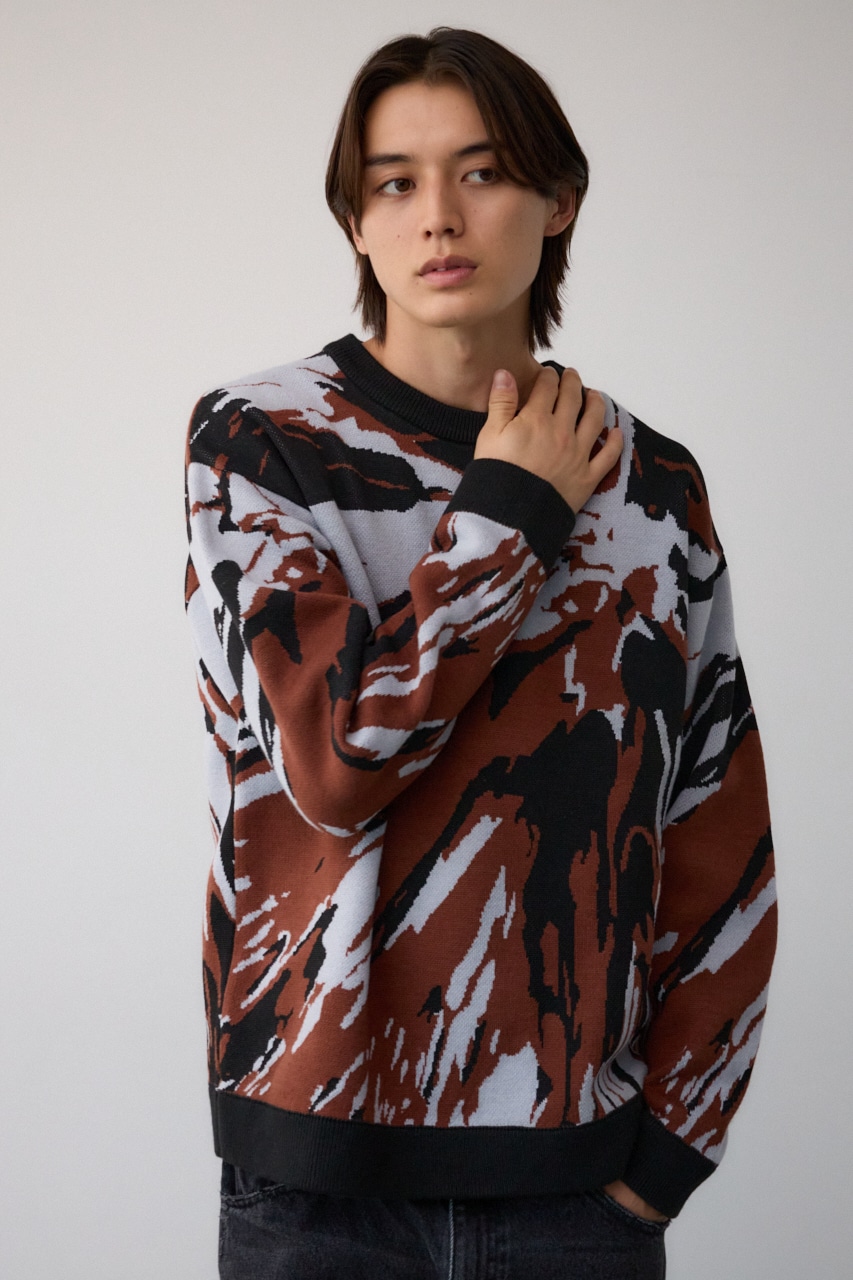 アグリゲーションジャガードニット 柄BRN M