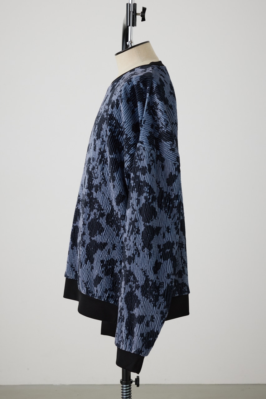 ベロアプリーツトップス 柄GRY FREE