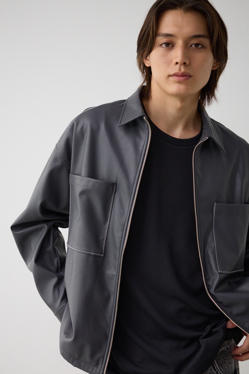 フェイクレザーCPOシャツ C.GRY FREE