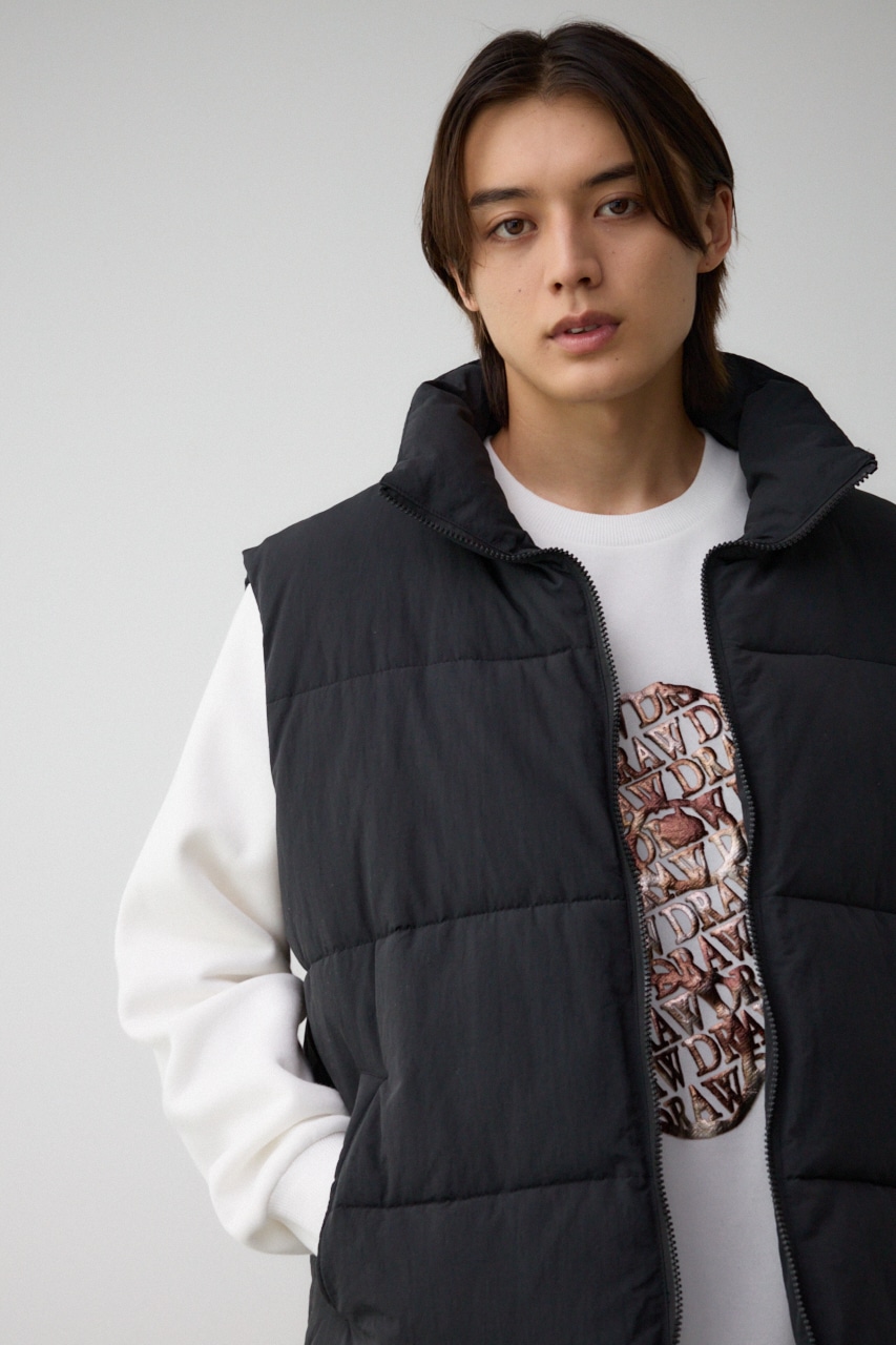 スタンドカラー中綿ベスト BLK FREE