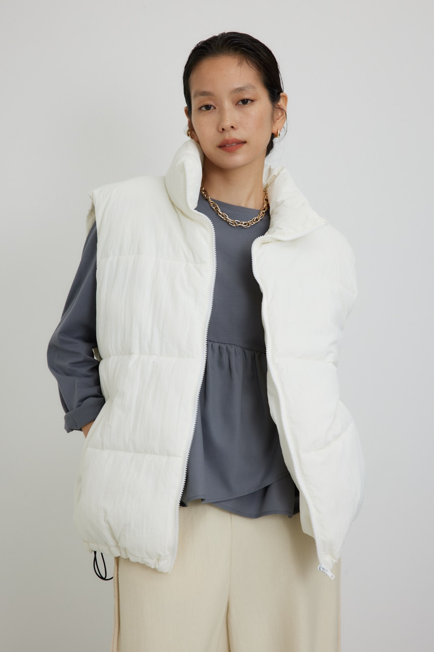 スタンドカラー中綿ベスト O/WHT FREE