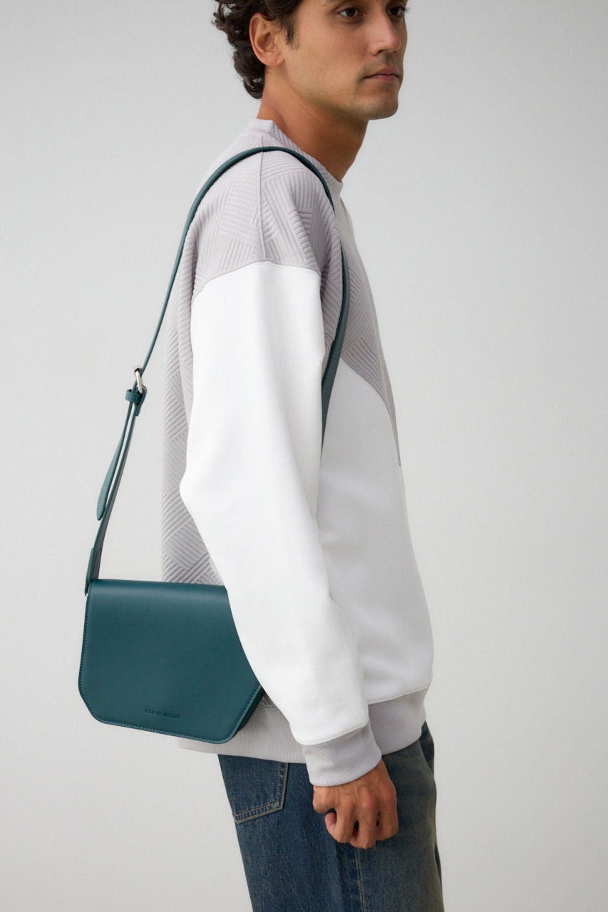 フェイクレザースクエアショルダーバッグ GRN FREE