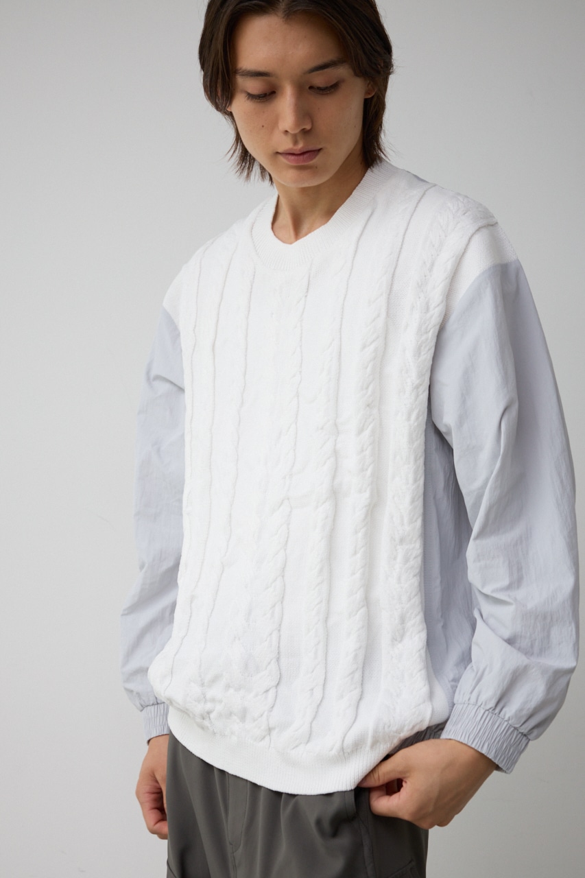 スウィッチングコンビネーションニット L/GRY FREE