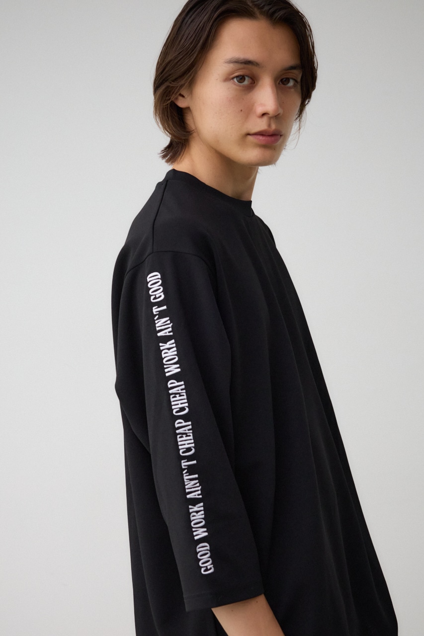 袖刺繍8分袖ビッグT BLK FREE