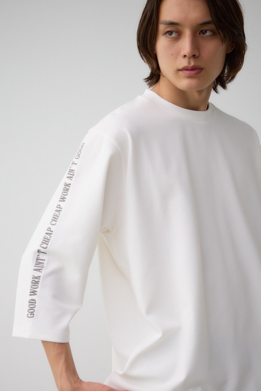 袖刺繍8分袖ビッグT WHT FREE