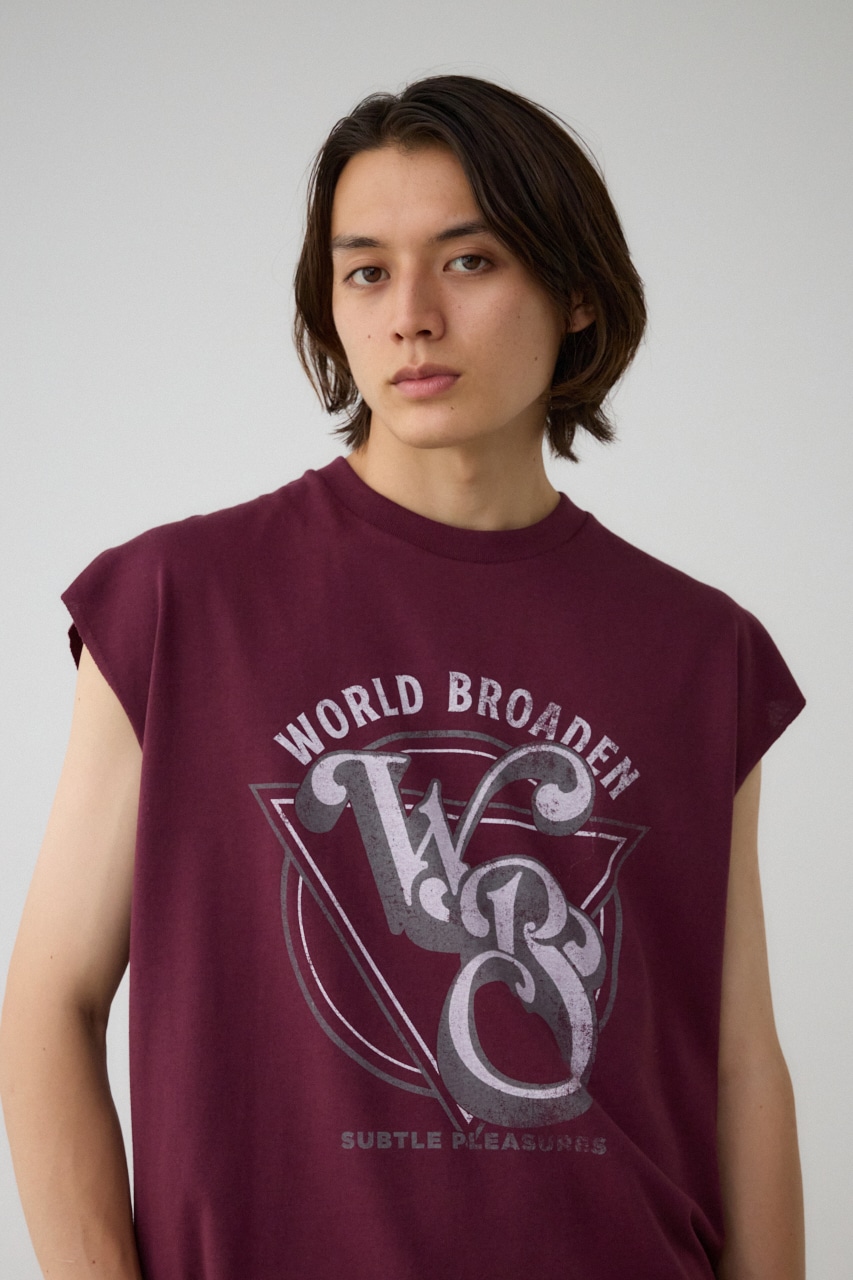 グラフィックノースリーブトップス D/PUR FREE